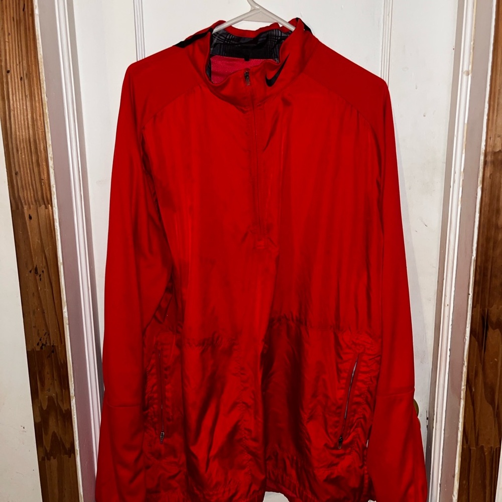 Red Nike Unisex Half-Zip Windbreaker Jacket
